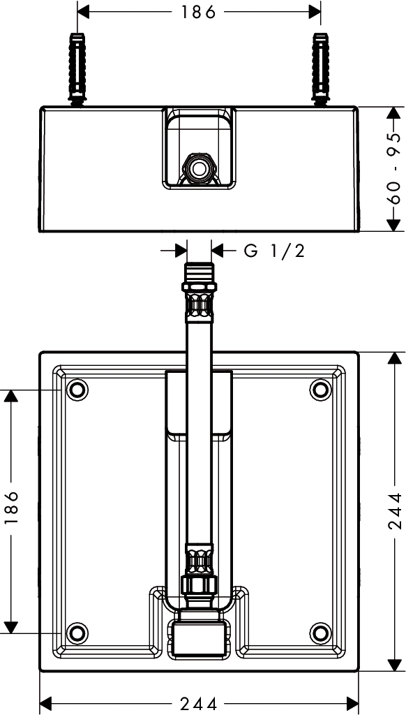 Встраиваемая часть верхнего душа hansgrohe Raindance 260x260 1jet 26471180 13100₽