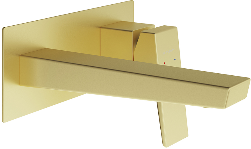 Смеситель для раковины Aqueduto CLARO CLA0450 настенного монтажа со скрытой частью шлифованное золото 21200₽