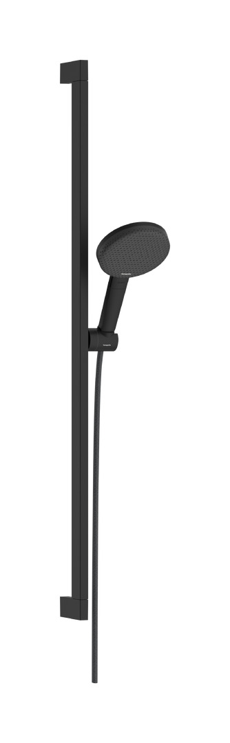 Душевой гарнитур hansgrohe Raindance Alive Select S 125 3 струи со штангой Unica E Puro 90 см 24601670 матовый черный 72900₽