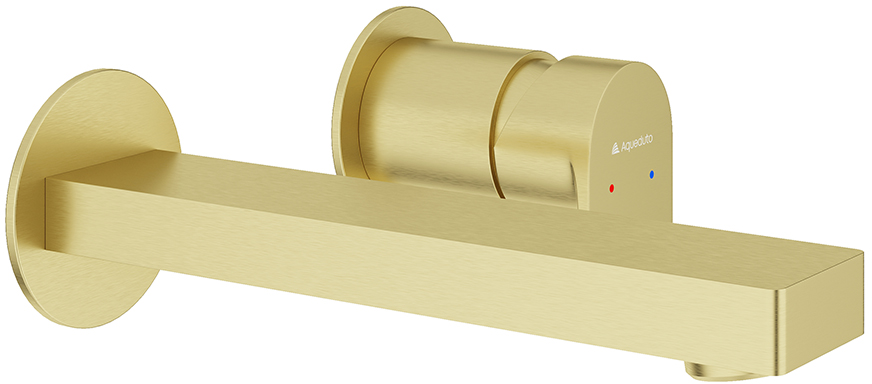 Смеситель для раковины Aqueduto GEOMETRICO GEO0450 настенного монтажа со скрытой частью шлифованное золото 17100₽