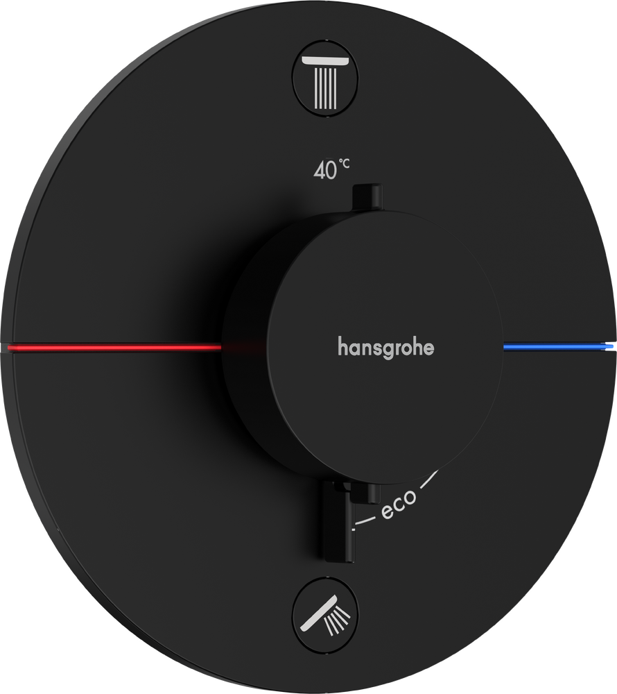 Термостат hansgrohe ShowerSelect Comfort S для скрытого монтажа на 2 функции 15554670 матовый черный 111600₽