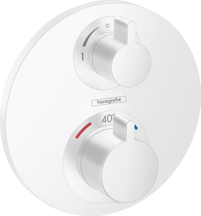 Внешняя часть термостата для душа hansgrohe Ecostat S скрытого монтажа на 2 потребителя 15758700 матовый белый 67700₽