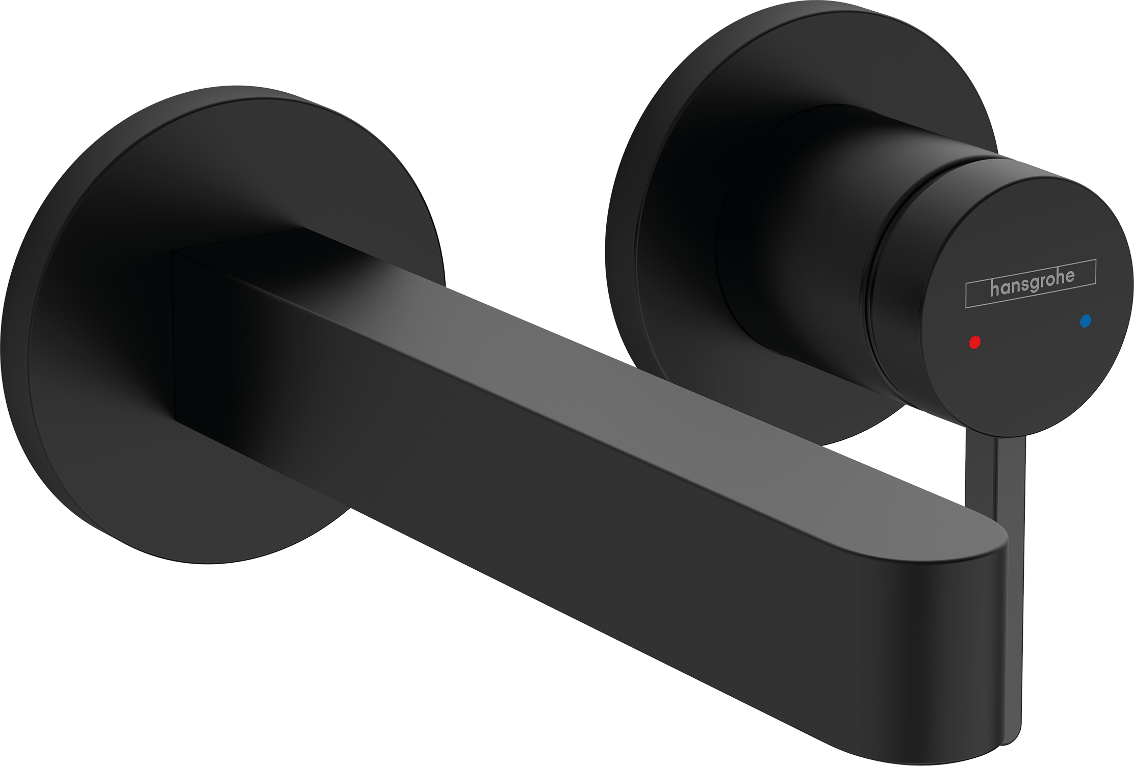 Внешняя часть смесителя для раковины hansgrohe Finoris скрытого монтажа, настенный, с изливом 16.8 см 76051670, матовый черный