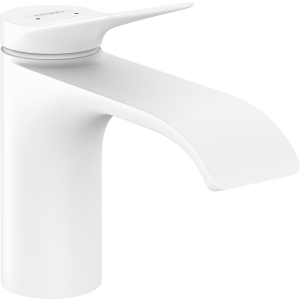 Смеситель для раковины hansgrohe Vivenis 80 со сливным гарнитуром 75010700, матовый белый