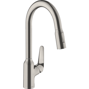 Смеситель для кухонной мойки hansgrohe Focus M42 220, с вытяжным душем 2jet 71800800, под сталь