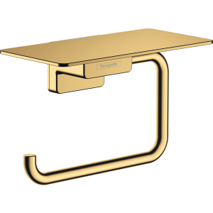 Держатель для туалетной бумаги hansgrohe AddStoris с полкой 41772990, полированное золото