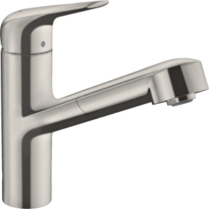 Смеситель для кухонной мойки hansgrohe Focus M42 150, с вытяжным изливом 1jet 71814800, под сталь