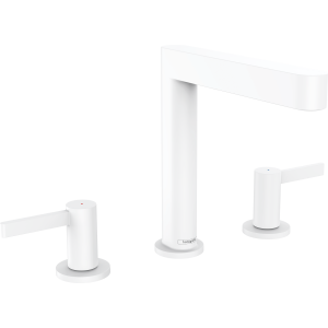 Смеситель для раковины hansgrohe Finoris 160, на 3 отверстия, со сливным клапаном Push-Open 76034700, матовый белый