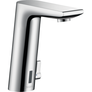 Смеситель для раковины hansgrohe Metris S 150 электронный, с регулировкой температуры, питание от батареи 6V 31100000, хром