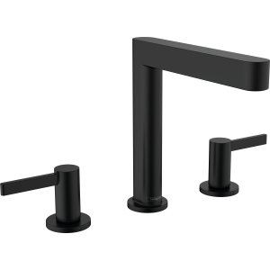Смеситель для раковины hansgrohe Finoris 160, на 3 отверстия, со сливным клапаном Push-Open 76034670, матовый черный