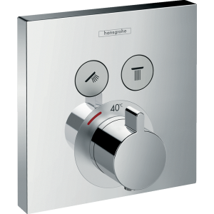 Внешняя часть термостата для душа hansgrohe ShowerSelect скрытого монтажа на 2 потребителя 15763000, хром