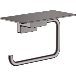 Держатель для туалетной бумаги hansgrohe AddStoris с полкой 41772340, шлифованный черный хром