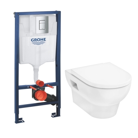 Комплект инсталляции GROHE Rapid SL с унитазом hansgrohe GladeLake S и сиденьем с микролифтом HG-PR177