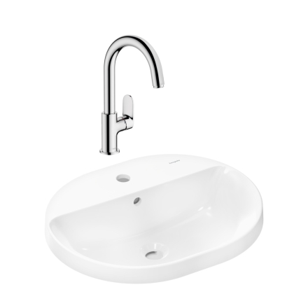 Готовый набор для раковины hansgrohe Xuniva U встраиваемой со смесителем Vernis Blend 210 HG-PR215, белый/хром