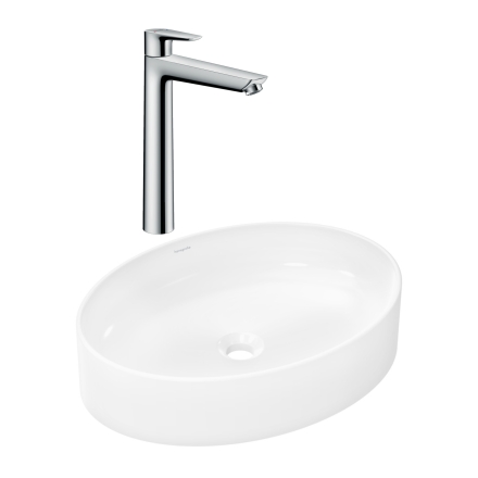Готовый набор для раковины hansgrohe Xuniva D накладной со смесителем Talis E 240 HG-PR252, белый/хром