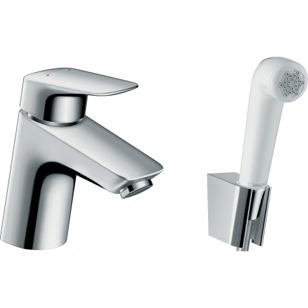 Смеситель для раковины hansgrohe Logis 70 без сливного гарнитура, с гигиеническим душем 71290000, хром