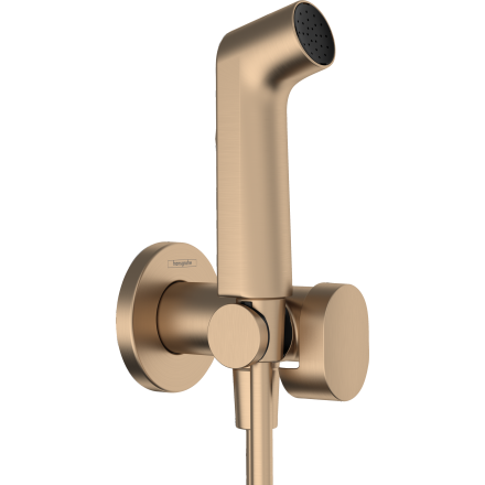 Гигиенический душ hansgrohe 1jet S со смесителем, держателем и шлангом 125 см 29232140, шлифованная бронза