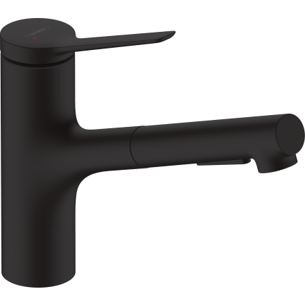 Смеситель для кухонной мойки hansgrohe Zesis M33 150, с вытяжным душем 2jet, sBox lite 74803670, матовый черный