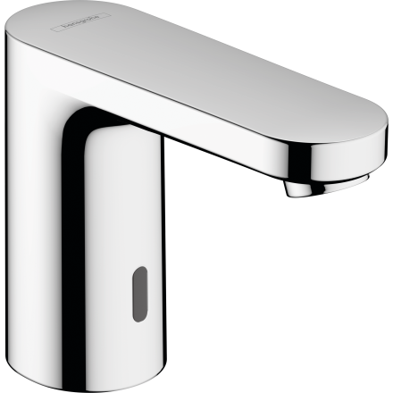 Смеситель для раковины hansgrohe Vernis Blend 100 электронный, с предустановленной температурой, питание от батареи 6V 71503000, хром