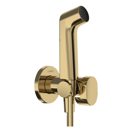 Гигиенический душ hansgrohe 1jet S со смесителем, держателем и шлангом 125 см 29232990, шлифованное золото
